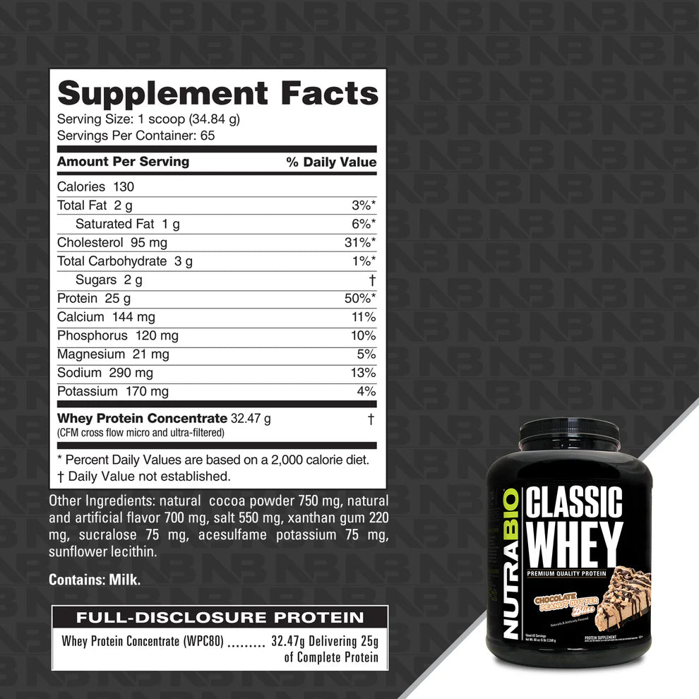 NutraBio-Classic Whey- Chocolate PB Bliss- 5lb