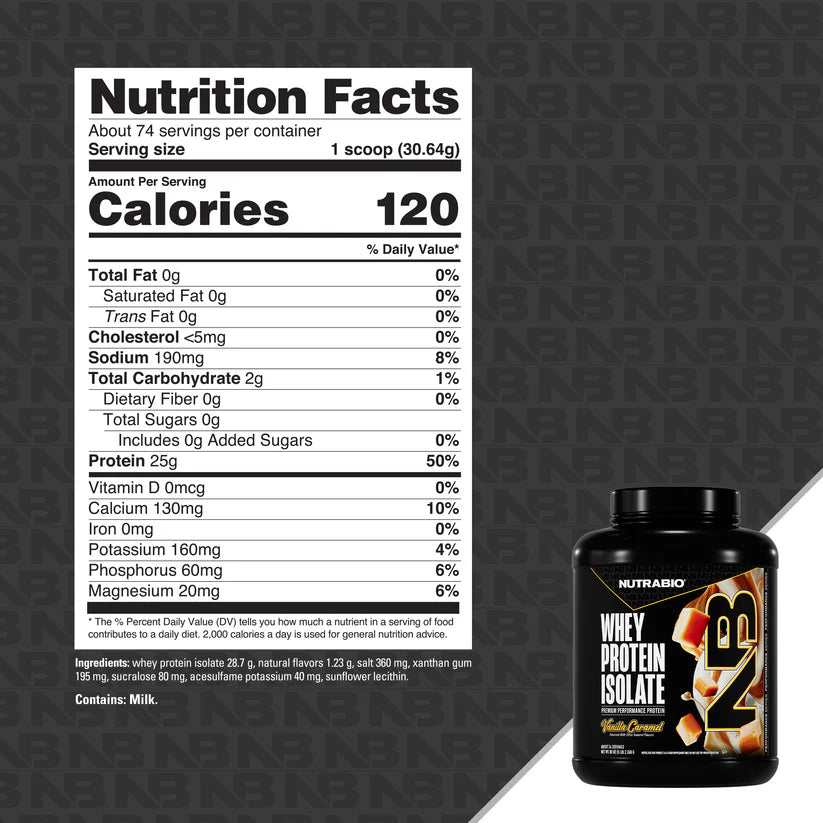 NutraBio-Whey Isolate-Vanilla Caramel-5lb