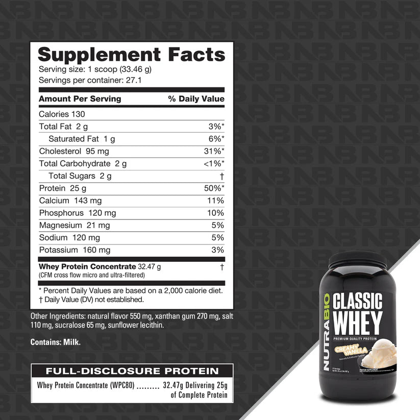 NutraBio-Whey Isolate-Creamy Vanilla-2lb